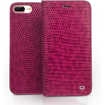 Qialino - echt lederen luxe wallet hoes - iPhone 7 / 8 / SE (2020) - Croco Roze