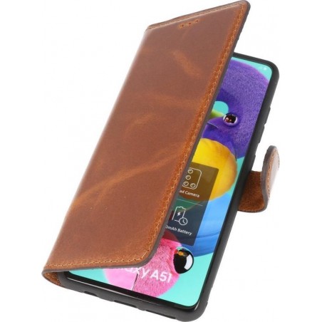 Wicked Narwal | MF Handmade Leer bookstyle / book case/ wallet case Hoesje voor Samsung Samsung Galaxy A51 Bruin