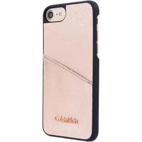 iPhone 8/7 Backcase hoesje - Calvin Klein - Effen Goud - Kunstleer