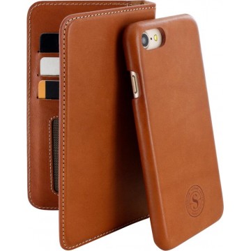 Serenity 2 in 1 Leather Wallet Case Apple iPhone 7/8 Cognac Brown
