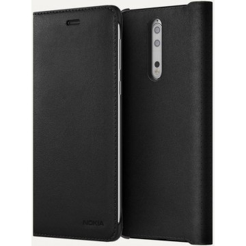Nokia Origineel Lederen Flip Case Zwart voor: Nokia 8 (NIET voor de Sirocco 8)
