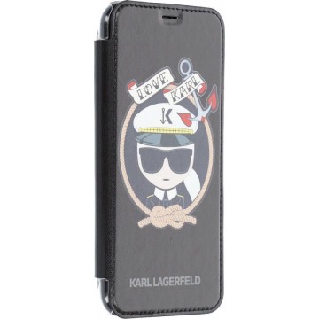 Karl Lagerfeld booktype hoesje Love Karl Apple iPhone X-Xs Zwart - Transparant achterkant