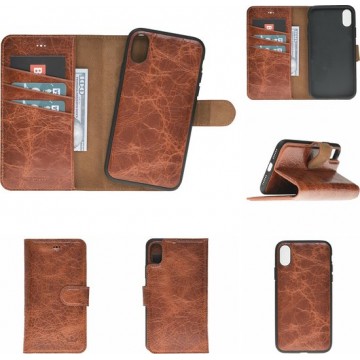 Barchello Lederen iPhone X / Xs Hoesje - Tweedelige ontwerp: Wallet case / Hardcase - Vessel Bruin