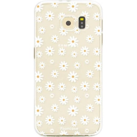 FOONCASE Samsung Galaxy S6 Edge hoesje TPU Soft Case - Back Cover - Madeliefjes