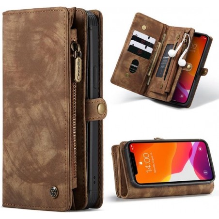 CaseMe Luxe Lederen 2 in 1 Portemonnee Booktype iPhone 12 Pro Max hoesje - Bruin