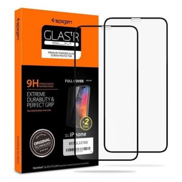 Spigen -  Full Cover Tempered Glass Apple iPhone 11 (2 Pack) - Zwart