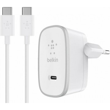 Belkin 15W USB-C thuislader + 1,5 meter USB-C naar USB-C kabel  - wit/grijs