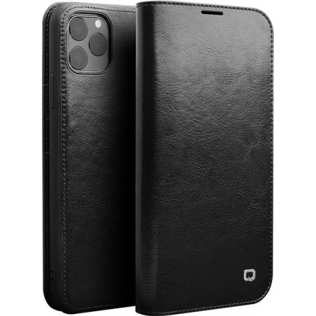 Qialino - echt lederen luxe wallet hoes - iPhone 11 Pro Max - Zwart