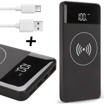 Powerbank Wireless Draadloos + USB-C Kabel - 10000 mAh - voor iPad / Samsung / Huawei - TechNow