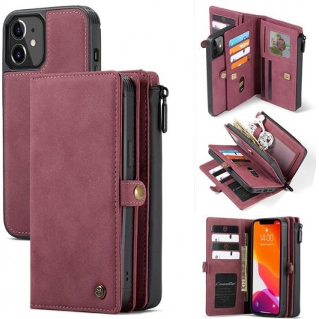 CASEME Luxe Multi Portemonnee hoesje voor de Apple iPhone 12 Mini - Rood