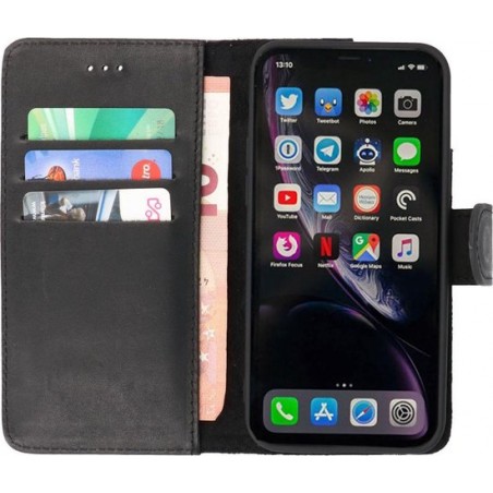 MP Case Echt Leer iPhone XR Hoesje Bookcase - Zwart