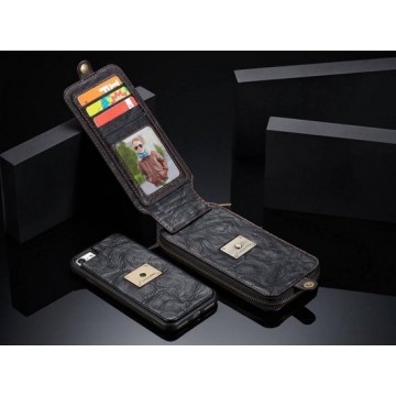 crazy horse leather wallet cover voor iphone 7/8/SE 2020 4.7 inch zwart