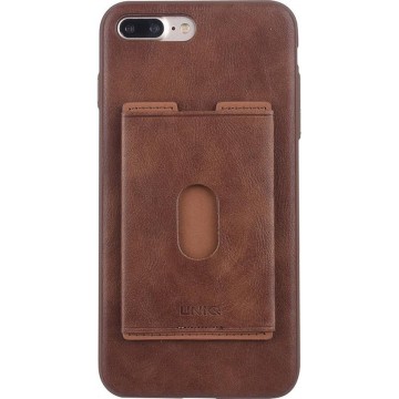 UNIQ Accessory iPhone 7-8 Plus Kunstleer Backcover hoesje met portemonnee - Bruin