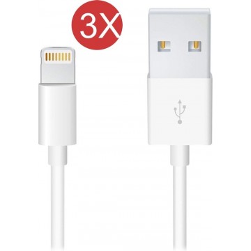 3x Lightning USB Kabel - iPhone Oplader Kabel - Oplaadkabel iPhone - Oplader iPhone Kabel - 1 Meter