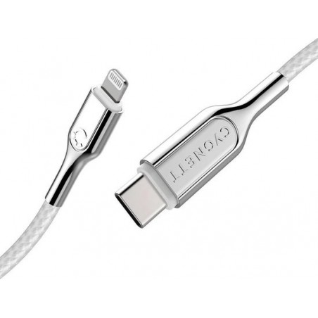 Cygnett Armoured Braided Lightnng to USB-C Cable 2m White