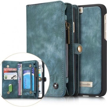 iphone 6/6S Luxe Lederen Portemonnee Hoesje - uitneembaar met backcover (groen)