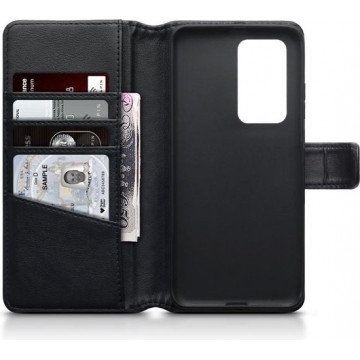 Huawei P40 Pro hoesje, MobyDefend luxe echt leren wallet bookcase, Zwart - Telefoonhoesje geschikt voor: Huawei P40 pro