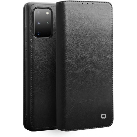 Qialino - echt lederen luxe wallet hoes - Samsung Galaxy S20 Plus - Zwart