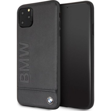 iPhone 11 Pro Max Lederen Case hoesje - BMW - Effen Zwart - Leer