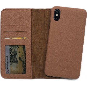 Dutchic Lederen Apple iPhone Xs Max Hoesje (Tweedelige ontwerp: Book Case / Hardcase - II Latte Brown)