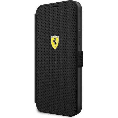 iPhone 12 Mini Bookcase hoesje - Ferrari - Effen Zwart - Kunstleer