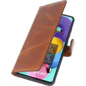 Wicked Narwal | MF Handmade Leer bookstyle / book case/ wallet case Hoesje voor Samsung Samsung Galaxy A71 Bruin