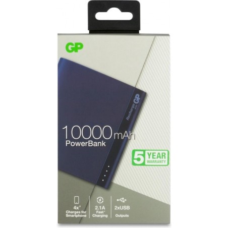 GP Powerbank B10A blauw 10000mAh 2 x USB 2,1A 130B10ABLUE