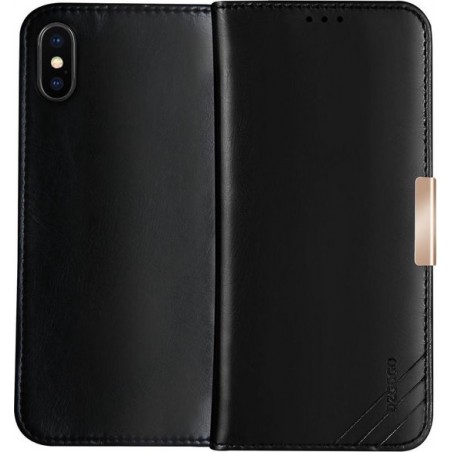 DZGOGO ROYALE II-serie magnetische horizontale flip lederen case voor iPhone XS Max met kaartsleuven en houder (zwart)