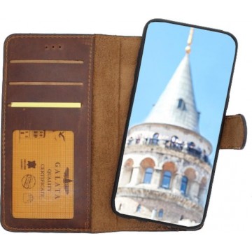 GALATA iPhone 6/6s afneembare 2in1 magneet echt leer bookcase hoesje - antiek bruin