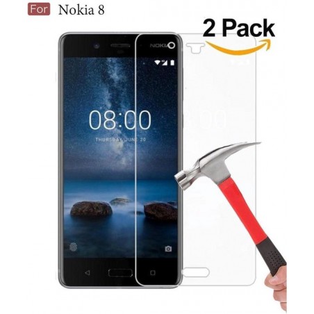 2 Stuk - Nokia 8 Glazen Screenprotector Tempered Glass  (0.3mm)