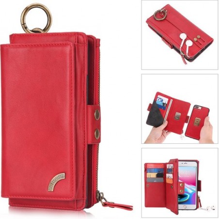 Samsung Galaxy A40 Pelogon Luxe/Hoesje/Portemonnee/Boekhoesje/Bookcase voor 12 pasjes bruikbaar rood MET GLASFOLIE