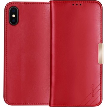 DZGOGO ROYALE II-serie magnetische horizontale flip lederen case voor iPhone XS Max met kaartsleuven en houder (rood)