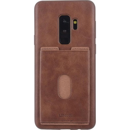 UNIQ Accessory Galaxy S9 Plus Kunstleer Backcover hoesje met portemonnee - Bruin (G965)