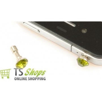 Diamond Bling Earphone Jack anti dust plug Light Green voor Apple iPad iPhone iPod