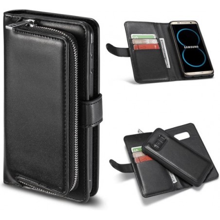 Let op type!! Voor Galaxy S8 Plain Texture Zipper Horizontale Flip Lederen Hoes met Kaart Slots & Wallet Functie (Zwart)