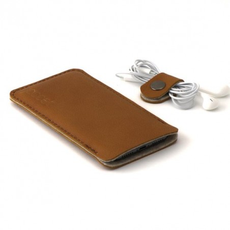 JACCET lederen iPhone Xs hoesje - Cognac kleur leer met bruin wolvilt - Handmade in Nederland