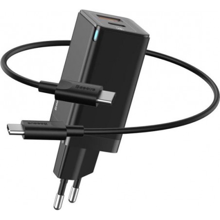 Snellader USB C en USB combi – zwart