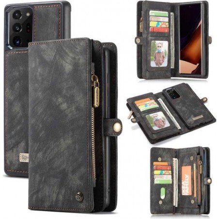 Hoesje CASEME Samsung Galaxy Note 20 Plus | Vintage Portemonnee Hoesje | Zwart