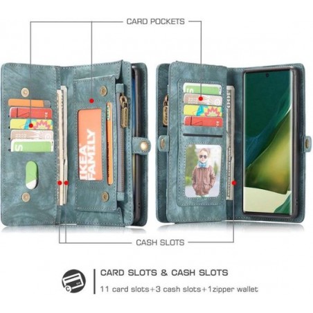 Hoesje CASEME Samsung Galaxy Note 20 Plus | Vintage Portemonnee Hoesje | Blauw