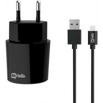 BeHello Oplader met Apple iPhone Lightning Oplaadkabel 2.1 Ampère -  Zwart