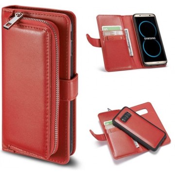 Let op type!! Voor Galaxy S8 Plain Texture Zipper Horizontale Flip Lederen case met Kaart Slots & Wallet Functie(Rood)