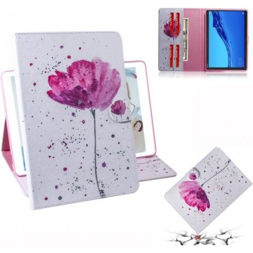 Purple Orchids Pattern Horizontale Flip Leather Case voor Huawei MediaPad M5 Lite 10.1, met houder en kaartsleuf en portemonnee