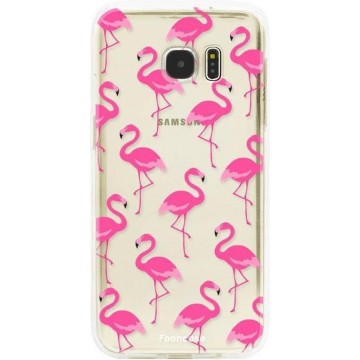 FOONCASE Samsung Galaxy S7 Edge hoesje TPU Soft Case - Back Cover - Flamingo