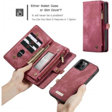 CASEME Apple iPhone 12 Pro Vintage Portemonnee Hoesje - Wallet case - Rood