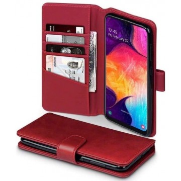 Huawei P30 Pro hoesje, MobyDefend luxe echt leren bookcase, Rood - Telefoonhoesje geschikt voor: Huawei P30 Pro