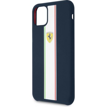 Ferrari Silicone Case met strepen voor iPhone 11 Pro donkerblauwe