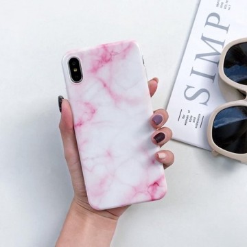 Let op type!! Full Coverage Glossy Marble Texture Shockproof TPU Case for iPhone XS Max (Flesh Color)