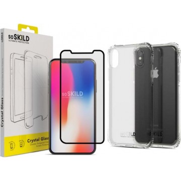 SoSkild iPhone Xs Max Absorb Impact Case and Tempered Glass Transparant