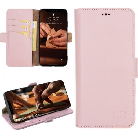 Bouletta - iPhone 12 Pro - Lederen BookCase hoesje - Nude Pink