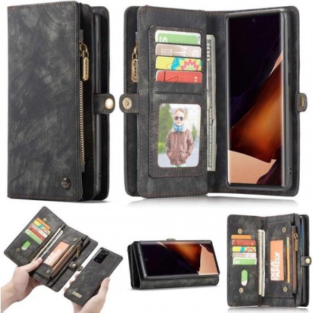 CASEME Samsung Galaxy S21 Ultra Vintage Portemonnee Hoesje - Zwart